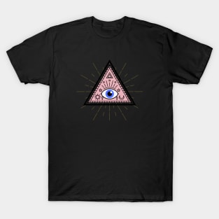 All Seeing eye - Pink with Blue eye T-Shirt